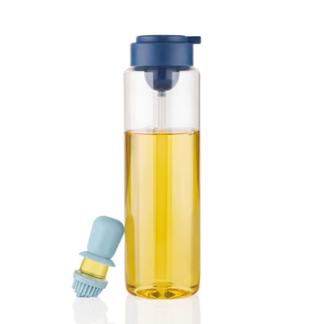 2 in 1 Transparent Oil Dispenser with Silicone Oil Dropper Nozzle (1 Pc / With Brush / 1 Ltr) - KPYARD