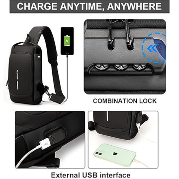 Anti-Theft Crossbody Sling Bag with USB Charging Port - KPYARD