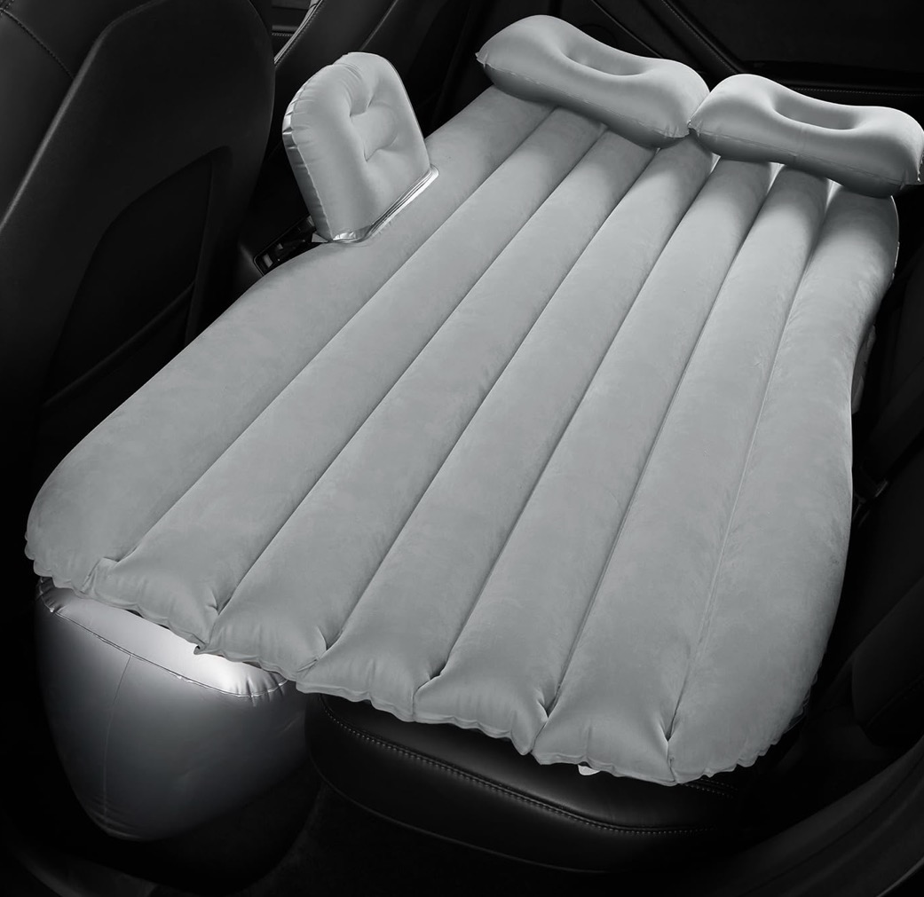 Inflatable Car Bed for Back Seat | Portable Car Sleeping Bed with Pump | Travel, Camping & Long Drive Air Mattress - LuxeLoom