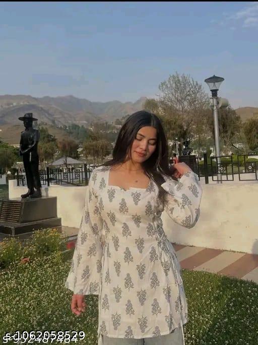 Ivory Bloom Printed Short Kurti - Lyca Vogue