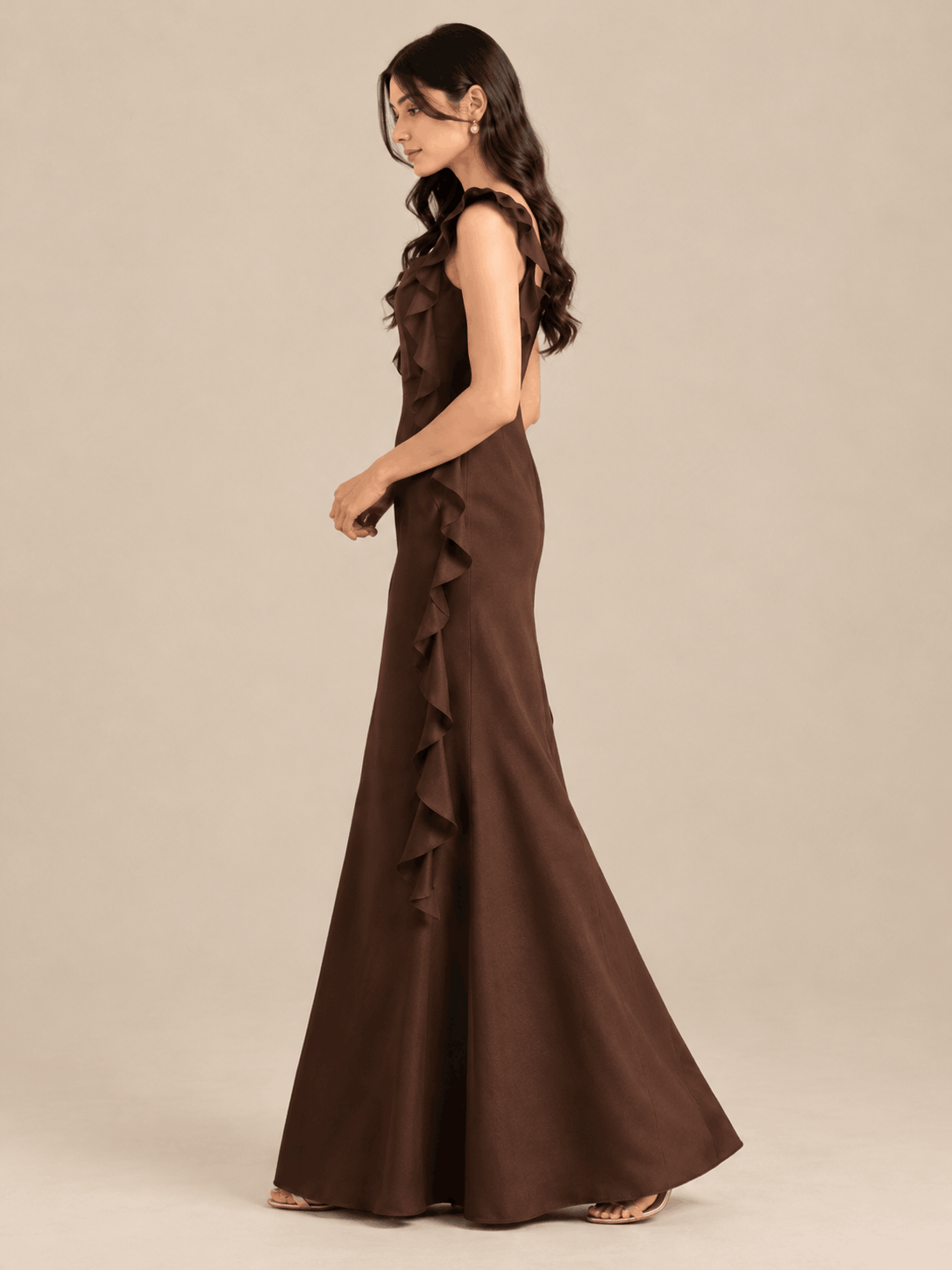 Elegant Ruffle﻿ Bodycon Maxi Dress - Lyca Vogue