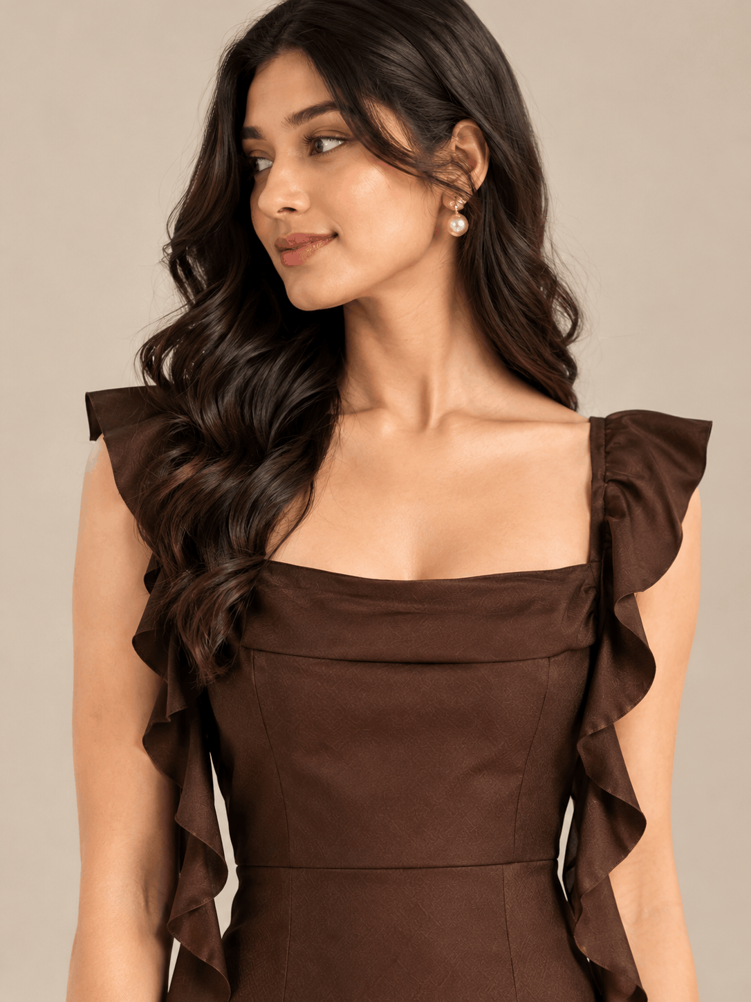 Elegant Ruffle﻿ Bodycon Maxi Dress - Lyca Vogue
