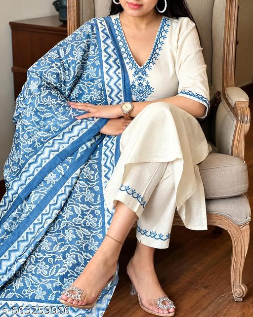 Lyca Shankh Khadi Cotton Kurti Set - Lyca Vogue