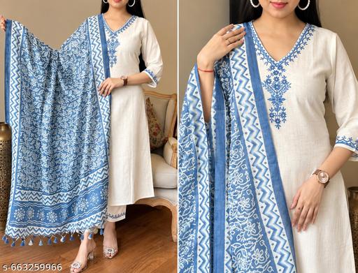 Lyca Shankh Khadi Cotton Kurti Set - Lyca Vogue