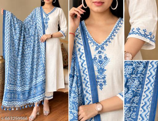 Lyca Shankh Khadi Cotton Kurti Set - Lyca Vogue