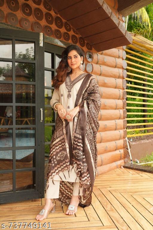 Lyca Noor Embroidered Cotton Kurta Set with Dupatta - Lyca Vogue