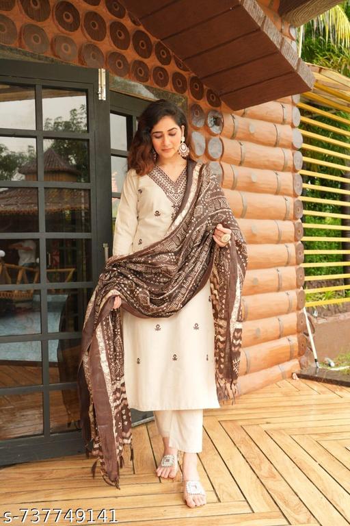 Lyca Noor Embroidered Cotton Kurta Set with Dupatta - Lyca Vogue