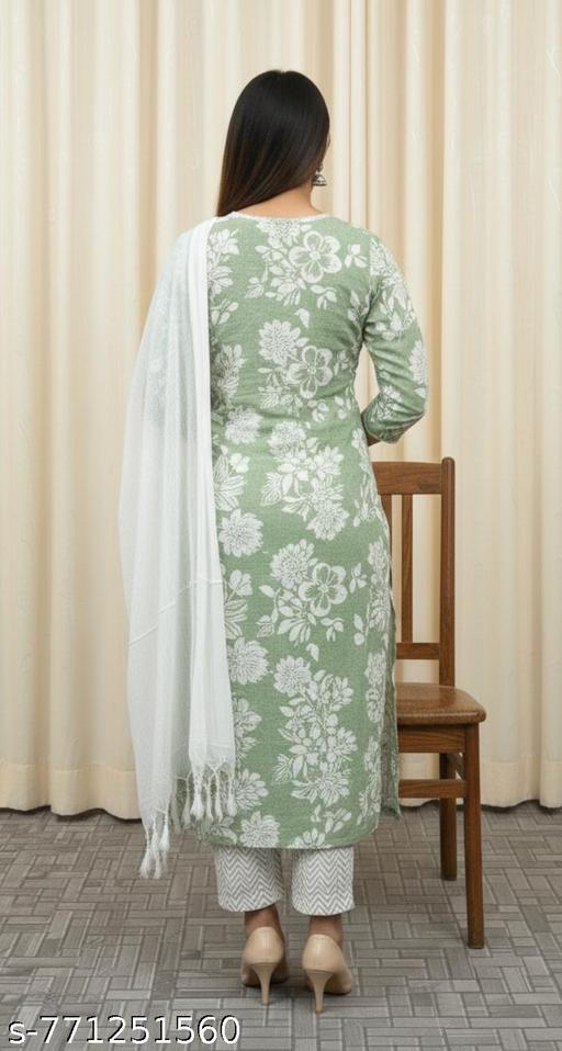 Lyca Mint Blossom Cotton Kurta Set - Lyca Vogue