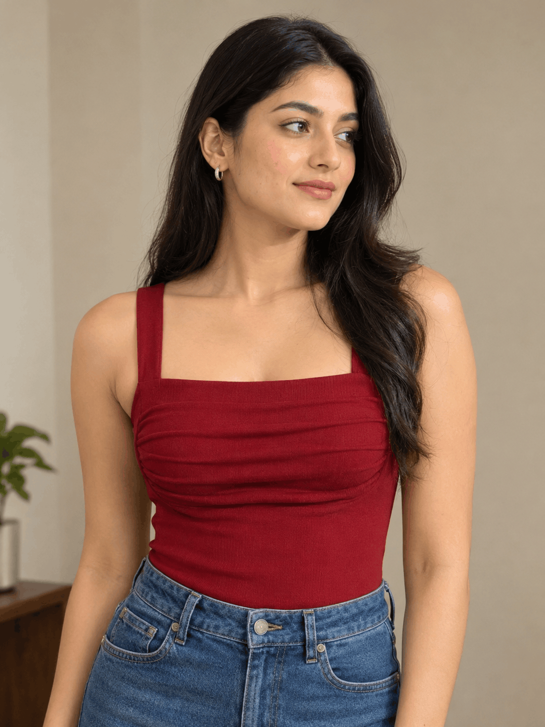 Ruby Luxe Square-Neck Crop Top - Lyca Vogue