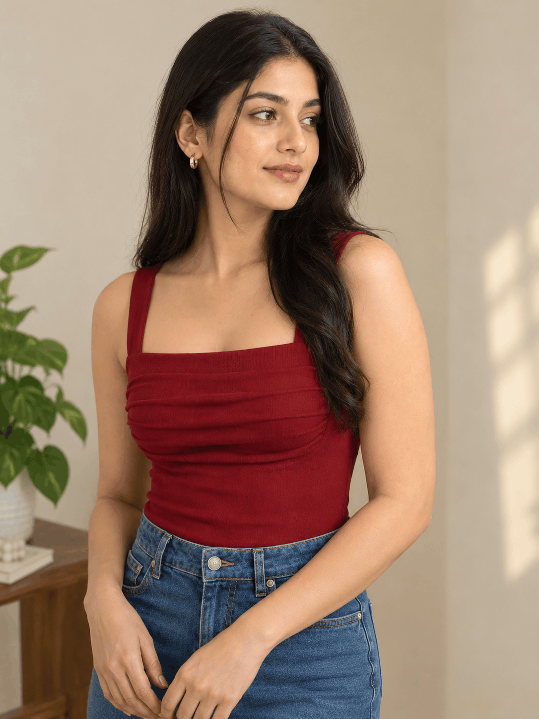 Ruby Luxe Square-Neck Crop Top - Lyca Vogue