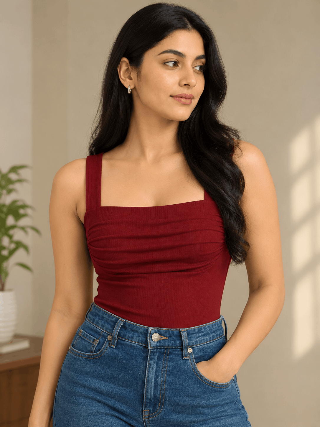 Ruby Luxe Square-Neck Crop Top - Lyca Vogue