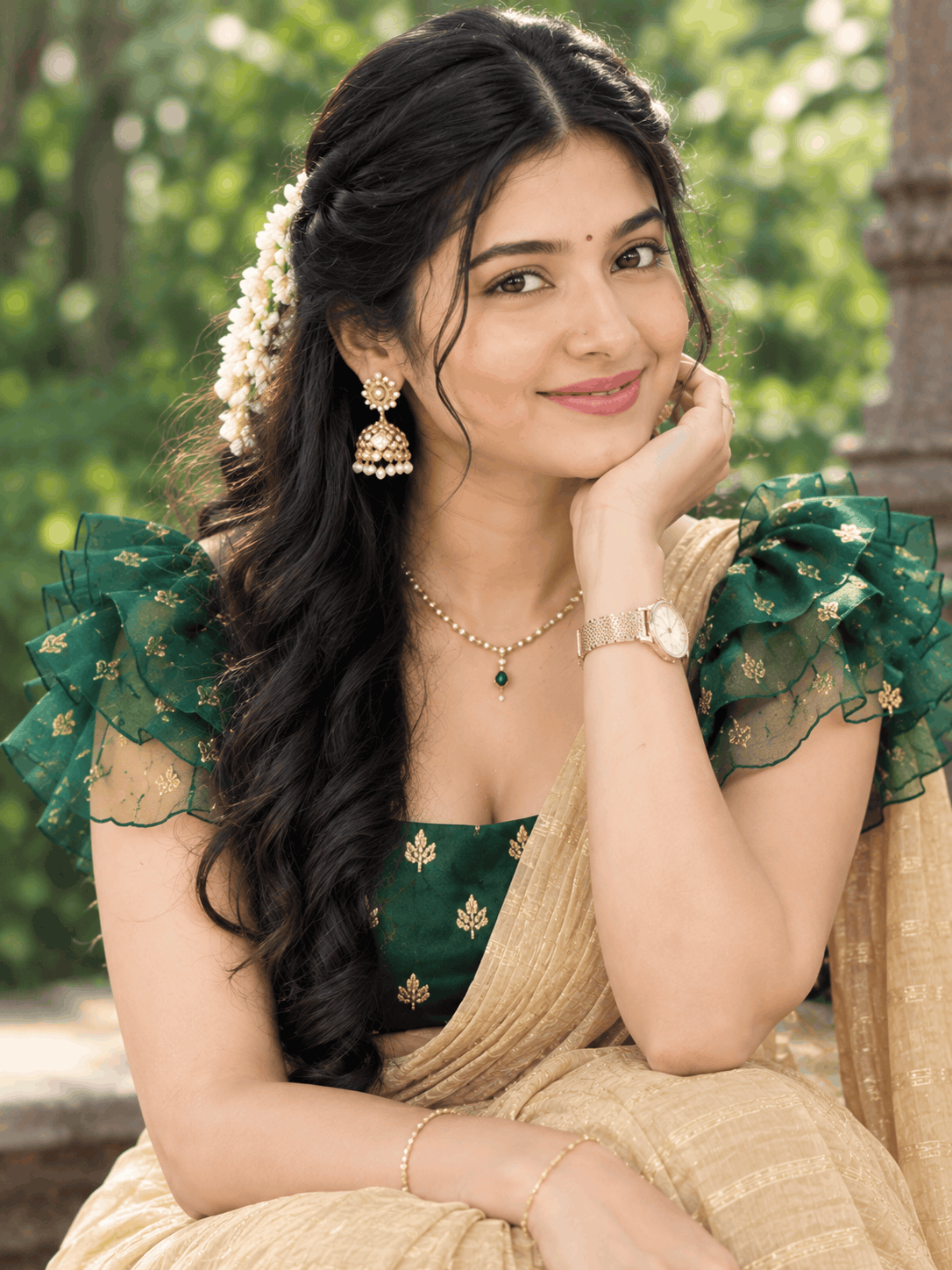 Golden Champagne Glow Saree - Lyca Vogue
