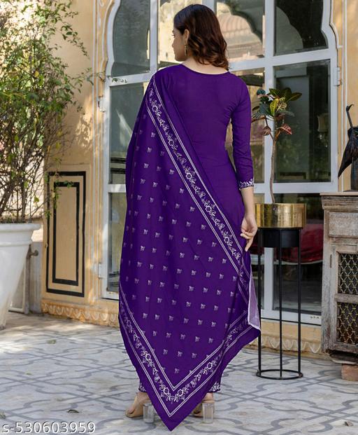 anarkali suit women | kurti set with dupatta | kurti pant set with dupatta | cotton kurta set with dupatta | patiala suit readymade | Women Embroidery Bollywood Style Kurta and Pant set with Dupatta - MC FASHIONS