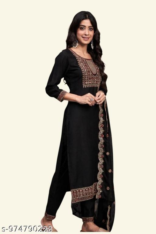 Women Embroidered Kurti Pant With Duppta Set  - MC FASHIONS