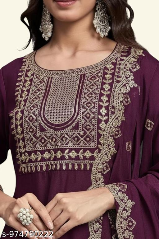 Women Embroidered Kurti Pant With Duppta Set  - MC FASHIONS