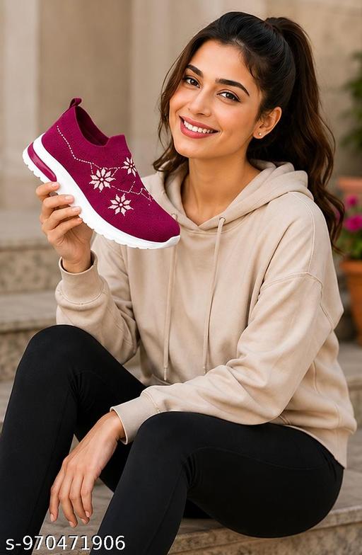 Women’s Floral Air Cushion Slip-On Walking Shoes | Lightweight Breathable Casual Sneakers for Daily Wear - MC FASHIONS