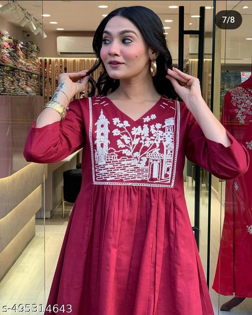 Acttractive women WINE short kurti with palazzo set - MC FASHIONS