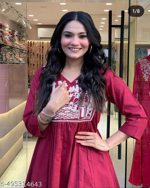 Acttractive women WINE short kurti with palazzo set - MC FASHIONS