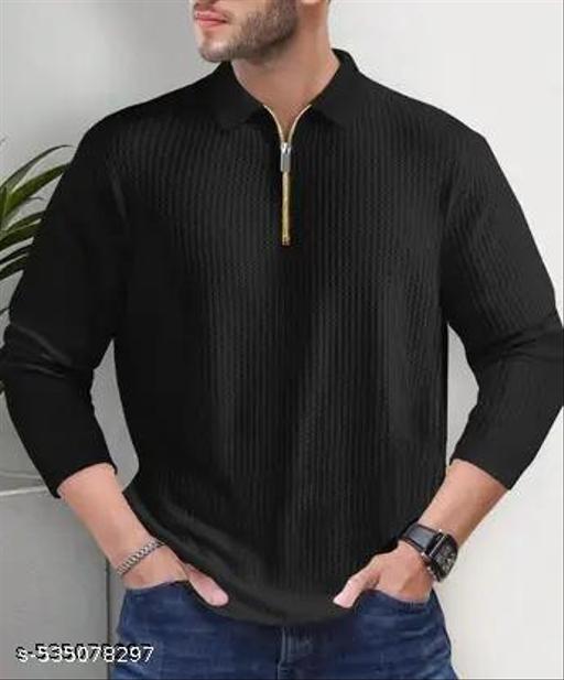 Men Polo Neck Full Sleeve Cotton Blend Regular Tshirt - MC-FASHIONS.COM