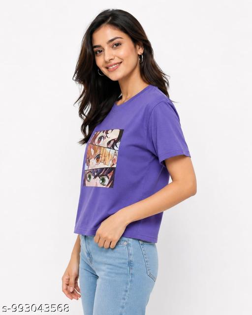 Purple Otaku Print T-Shirt - MC FASHIONS