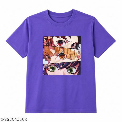 Purple Otaku Print T-Shirt - MC FASHIONS