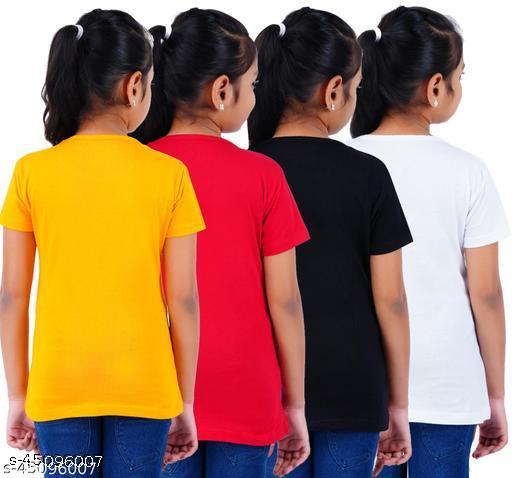 San Tee Girls Multicolor Cotton Tshirts Pack of 4 - MC FASHIONS