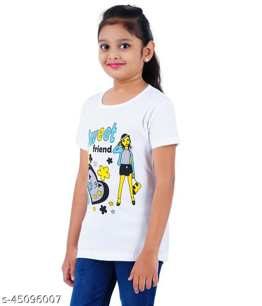San Tee Girls Multicolor Cotton Tshirts Pack of 4 - MC FASHIONS