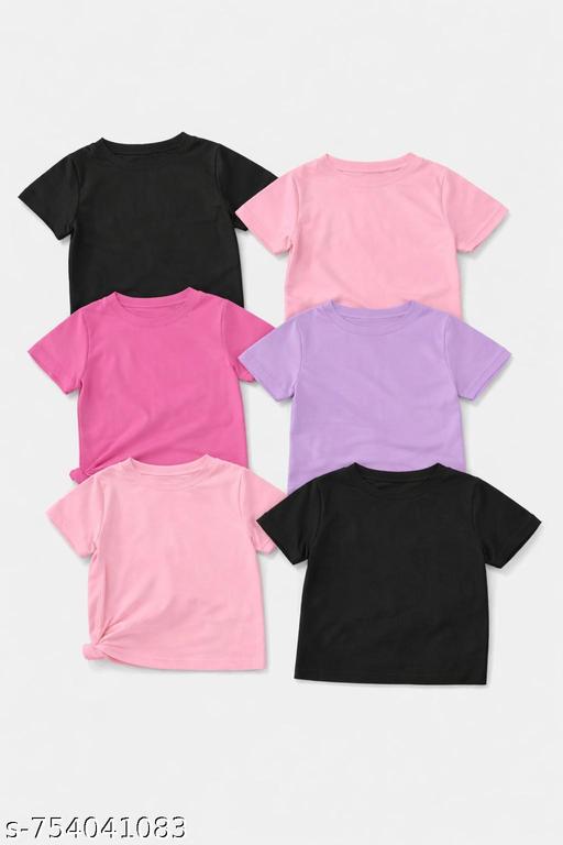 Pack of 3 Cute Cartoon Cat Printed Girls T-Shirts – Soft Cotton Kids Casual Wear (Any 3 Designs) - MC FASHIONS