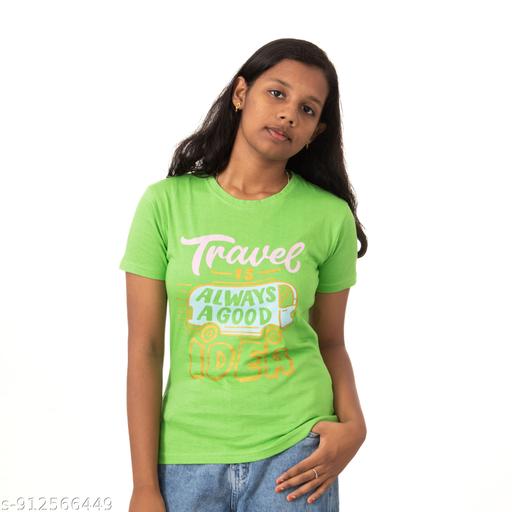 Girls Printed Cotton Blend Regular T Shirt - MC FASHIONS