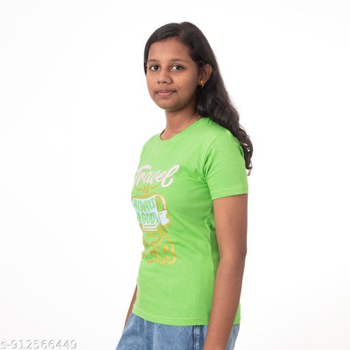 Girls Printed Cotton Blend Regular T Shirt - MC FASHIONS