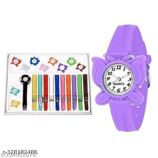 Trending11 Belt Butterfly Inter Changeable Belt and Dial Multicolor Watch for Girls - MC FASHIONS