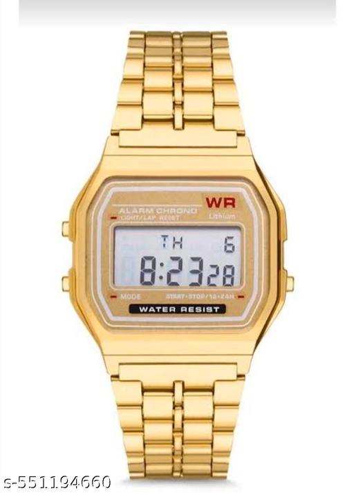Trendy Gold Colour Square Dial Digital Watch for Womens n Mens  - MC FASHIONS
