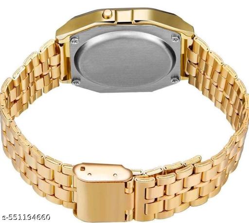 Trendy Gold Colour Square Dial Digital Watch for Womens n Mens  - MC FASHIONS