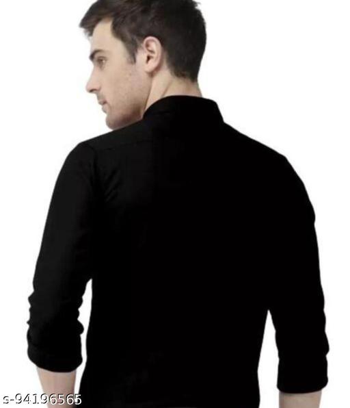 FATTY MOUSE Men’s Solid Black Shirt | Full Sleeve Regular Fit Cotton Blend Shirt for Men | Office, Party & Casual Wear - MC-FASHIONS.COM