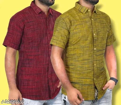 पुरुषों की खादी शर्ट खादी कपास का कॉम्बो पैक 2 का - MC-FASHIONS.COM