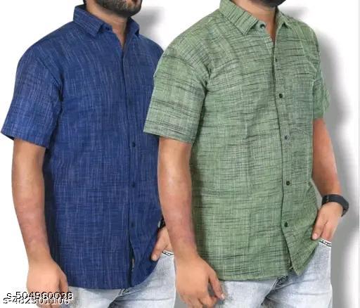 Men's khadi shirt khadi cotton combo pack of 2  - MC-FASHIONS.COM