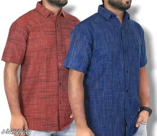 Men's khadi shirt khadi cotton combo pack of 2  - MC-FASHIONS.COM