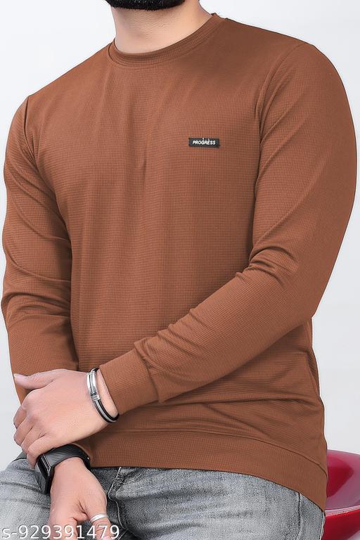 Mens Solid Full Sleeve Round neck T-Shirt - MC-FASHIONS.COM