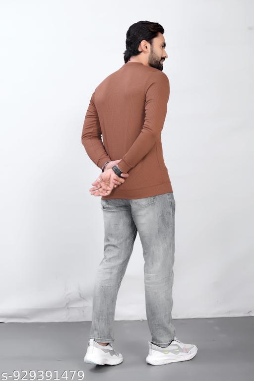 Mens Solid Full Sleeve Round neck T-Shirt - MC-FASHIONS.COM