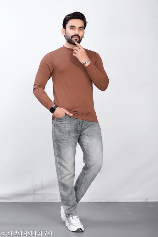 Mens Solid Full Sleeve Round neck T-Shirt - MC-FASHIONS.COM