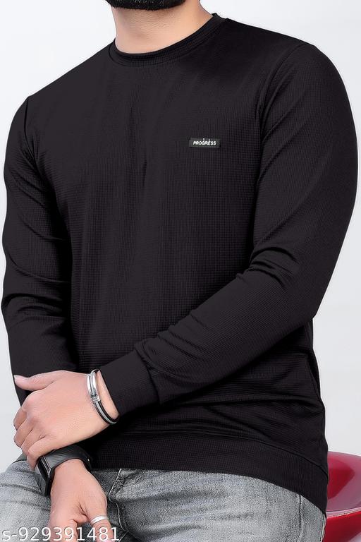 Mens Solid Full Sleeve Round neck T-Shirt - MC-FASHIONS.COM