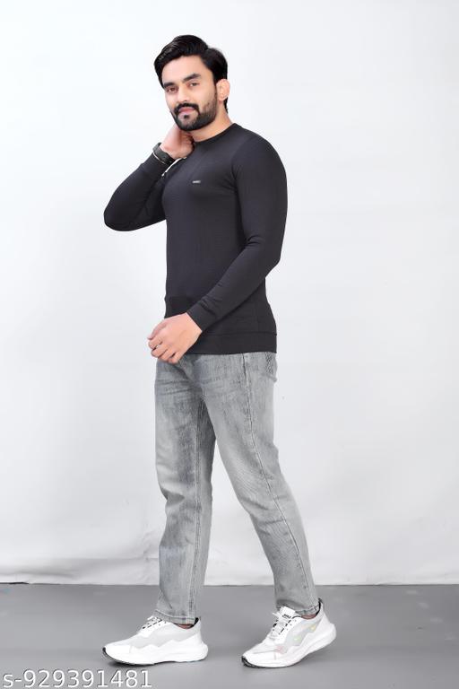 Mens Solid Full Sleeve Round neck T-Shirt - MC-FASHIONS.COM