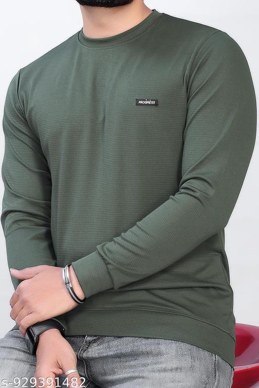 Mens Solid Full Sleeve Round neck T-Shirt - MC-FASHIONS.COM