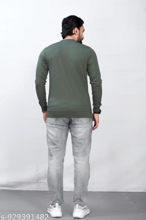 Mens Solid Full Sleeve Round neck T-Shirt - MC-FASHIONS.COM