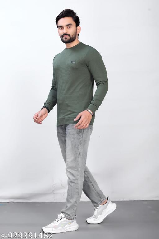 Mens Solid Full Sleeve Round neck T-Shirt - MC-FASHIONS.COM