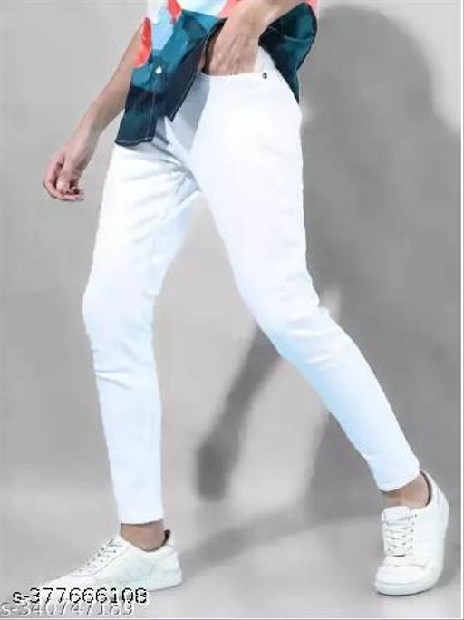 HOLI SPECIAL PRICEMen Denim Monk WHITE PLAIN JEANS - MC-FASHIONS.COM