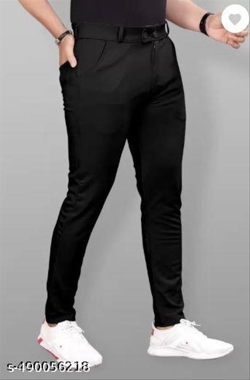 कॉम्ब्रेडेड पुरुषों के स्लिम फिट काले लाइक्रा मिश्रण की पैंट - MC-FASHIONS.COM