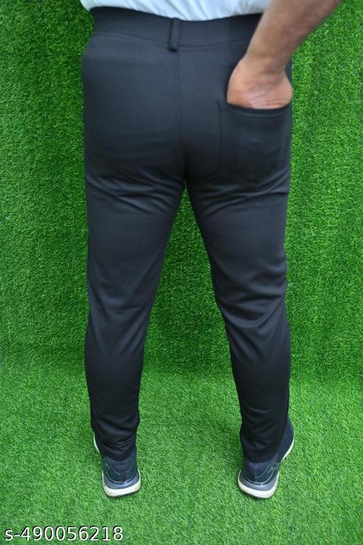 कॉम्ब्रेडेड पुरुषों के स्लिम फिट काले लाइक्रा मिश्रण की पैंट - MC-FASHIONS.COM