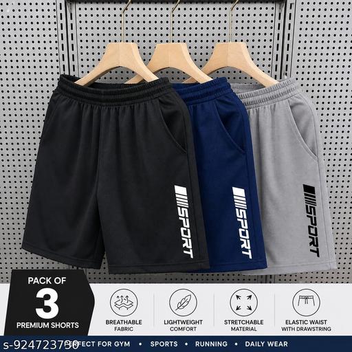 Mens sports gym shorts half pant pack of 3 - MC-FASHIONS.COM