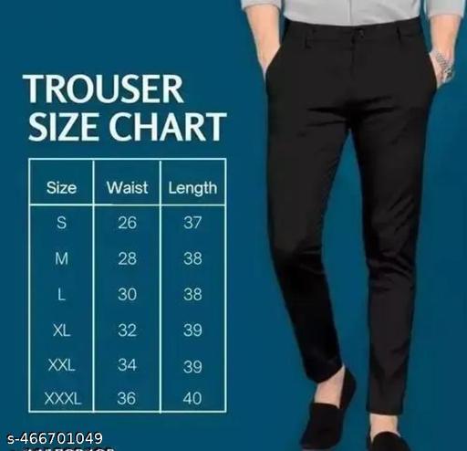 Men Slim Fit Navy Blue Blend Formal Trousers Pants - MC-FASHIONS.COM